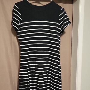 dip Black and White Striped Midi Dress